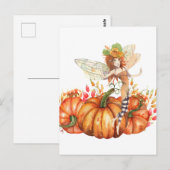 Forest Fairy & Autumn Pumpkin Bouquet Postkarte (Vorne/Hinten)