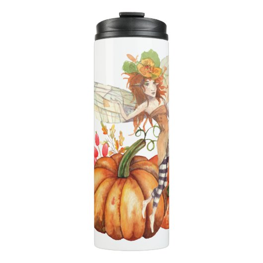 Forest Fairy & Autumn Pumpkin Bouquet Thermosbecher (Vorderseite)