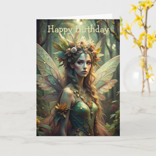 Forest Fairy Birthday Card Karte (Gelbe Blume)