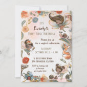 Forest Fairy First Birthday Magisches Party Einladung (Vorderseite)