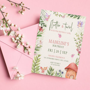 Forest Fairy Flutter & Twirl Girl Geburtstag Einladung