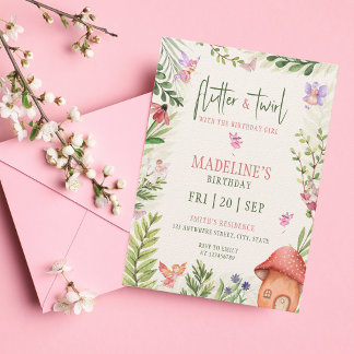 Forest Fairy Flutter & Twirl Girl Geburtstag Einladung