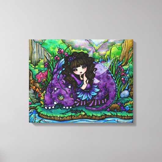 Forest Fairy Lila Dragon Kinderzimmer Leinwand Kun (Vorderseite)