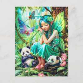 Forest Fairy mit Gentle Pandas Postkarte