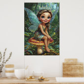 Forest Fairy Princess on Toadstool - Whimsistische Poster (Küche)