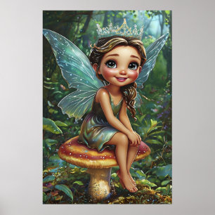 Forest Fairy Princess on Toadstool - Whimsistische Poster