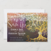 Forest Fairytale Lila Goldhochzeit speichern das D Einladung (Vorderseite)