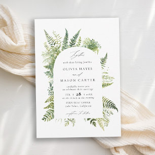 Forest Fern Mountain Woodland Arch Elegante Hochze Einladung