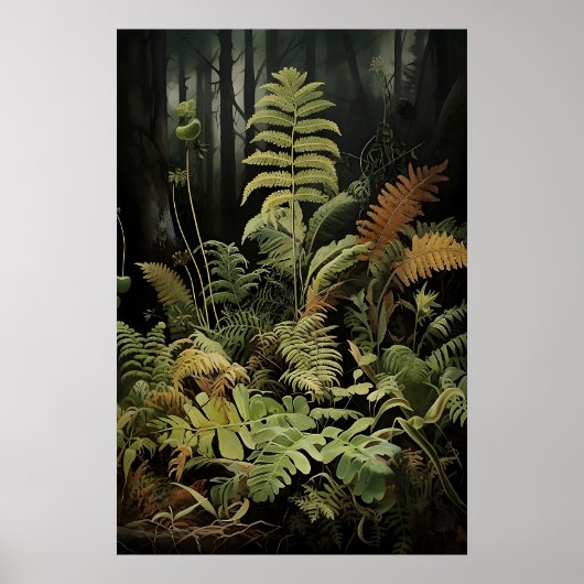 Forest Fern Ptrintable, Woodland Moody Wall Print Poster (Vorne)
