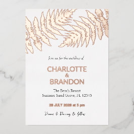 Forest Ferns Outdoor Wedding Rose Gold Folieneinladung