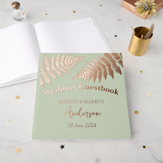 Forest  Ferns Outdoors Wedding Gästebuch (Vorderseite Offen)