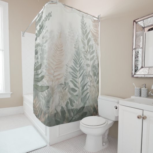Forest Ferns Pastel Shower Curtain Duschvorhang (Beispiel)