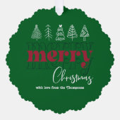 Forest Festive Scribbles Frohen Weihnachtskuchen Ornament Karte (Vorderseite)