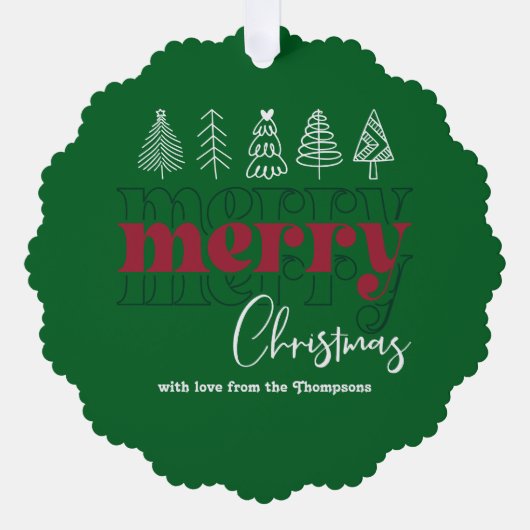 Forest Festive Scribbles Frohen Weihnachtskuchen Ornament Karte (Vorderseite)