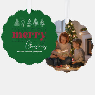 Forest Festive Scribbles Frohen Weihnachtskuchen Ornament Karte