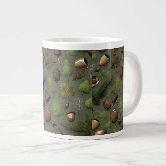 Forest Floor Rustic Woodland Pattern Jumbo-Tasse (Vorderseite Rechts)