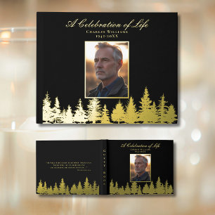 Forest Foil Funeral Gast Book Celebration of Life Gästebuch