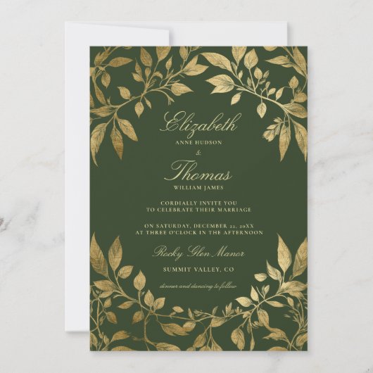 Forest Foliage Botanical Elegant Script Wedding Einladung (Vorderseite)