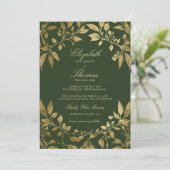 Forest Foliage Botanical Elegant Script Wedding Einladung (Stehend Vorderseite)