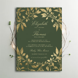 Forest Foliage Botanical Elegant Script Wedding Einladung