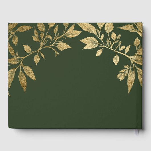 Forest Foliage Botanical Elegant Script Wedding Gästebuch (Rückseite)