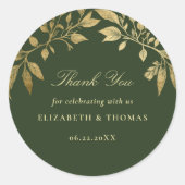 Forest Foliage Botanical Elegant Wedding Favor Runder Aufkleber (Vorderseite)