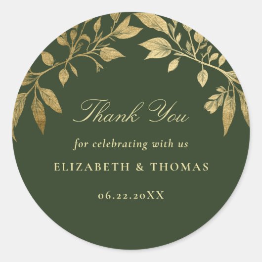 Forest Foliage Botanical Elegant Wedding Favor Runder Aufkleber (Vorderseite)