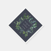 Forest Foliage Frame Navy Blue Serviette (Ecke)