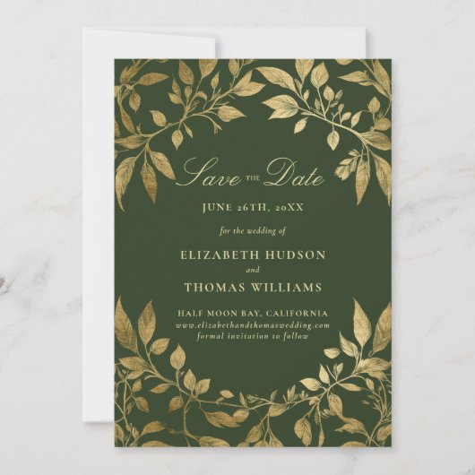Forest Foliage Magical Photo Wedding Save Date Einladung (Vorderseite)