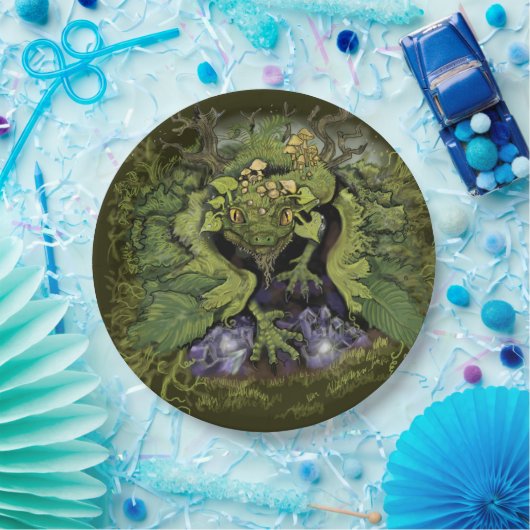 Forest Foliage Moss Dragon Pappteller (Party)