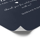 Forest Foliage Navy Blauer Gefallen Hochzeitszeich Poster (Ecke)