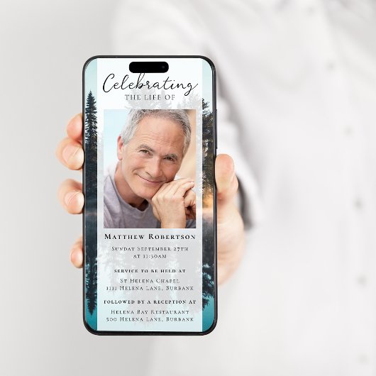 Forest Foto Beerdigung Digitale Einladung