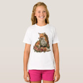 Forest Fox besticktes Puzzle T-Shirt (Vorne ganz)