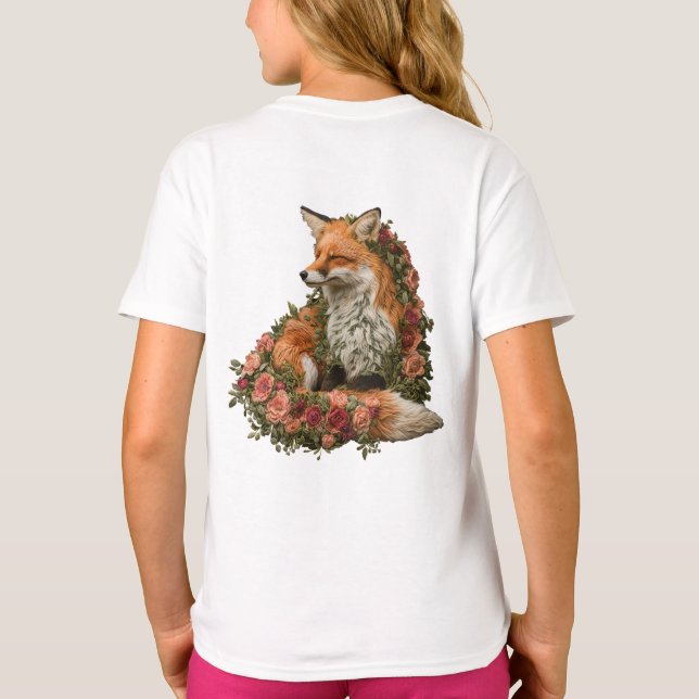 Forest Fox besticktes Puzzle T-Shirt (Rückseite)