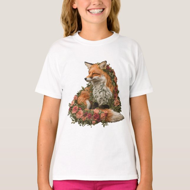 Forest Fox besticktes Puzzle T-Shirt (Vorderseite)