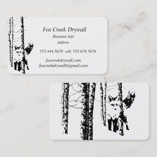 Forest Fox Creek Drywall Custom Business Card Visitenkarte (Vorne/Hinten)