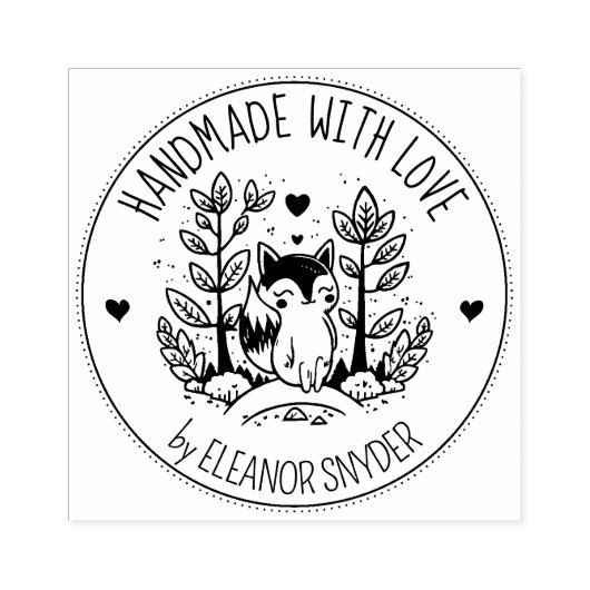Forest Fox, handgefertigt mit Liebe, Gummistempel (Prägung)