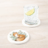 Forest Fox Watercolor Woodland Animal Greenery Getränkeuntersetzer (Seite)