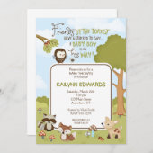 Forest Friends Baby BOY Dusche Einladung (Vorne/Hinten)
