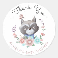 forest friends baby racoon Baby Shower Sticker