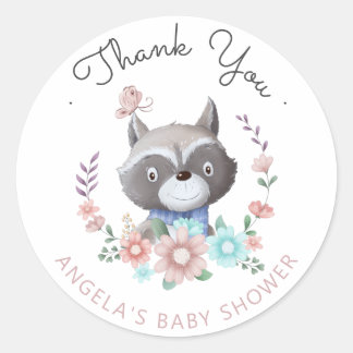 forest friends baby racoon Baby Shower Sticker