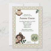 Forest Friends Bear & Monkey Baby Dusche Einladung (Vorderseite)