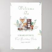 Forest Friends Begrüßungszeichen zum ersten Geburt Poster (Vorne)