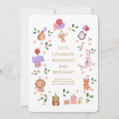 Forest Friends Child Birthday Party Einladung (Vorderseite)