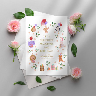 Forest Friends Child Birthday Party Einladung