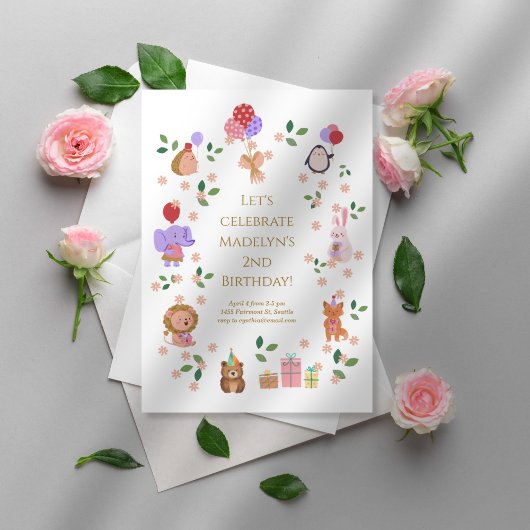 Forest Friends Child Birthday Party Einladung