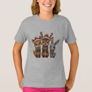 Forest Friends Christmas – Woodland Animals Kids  T-Shirt