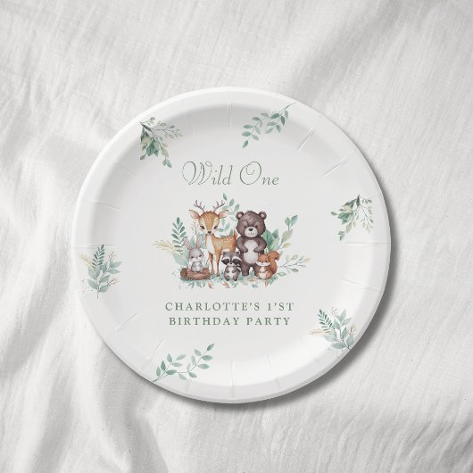 Forest Friends erster Geburtstag Pappteller