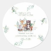 Forest Friends erster Geburtstag Runder Aufkleber (Vorderseite)