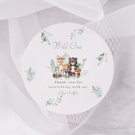 Forest Friends erster Geburtstag Runder Aufkleber